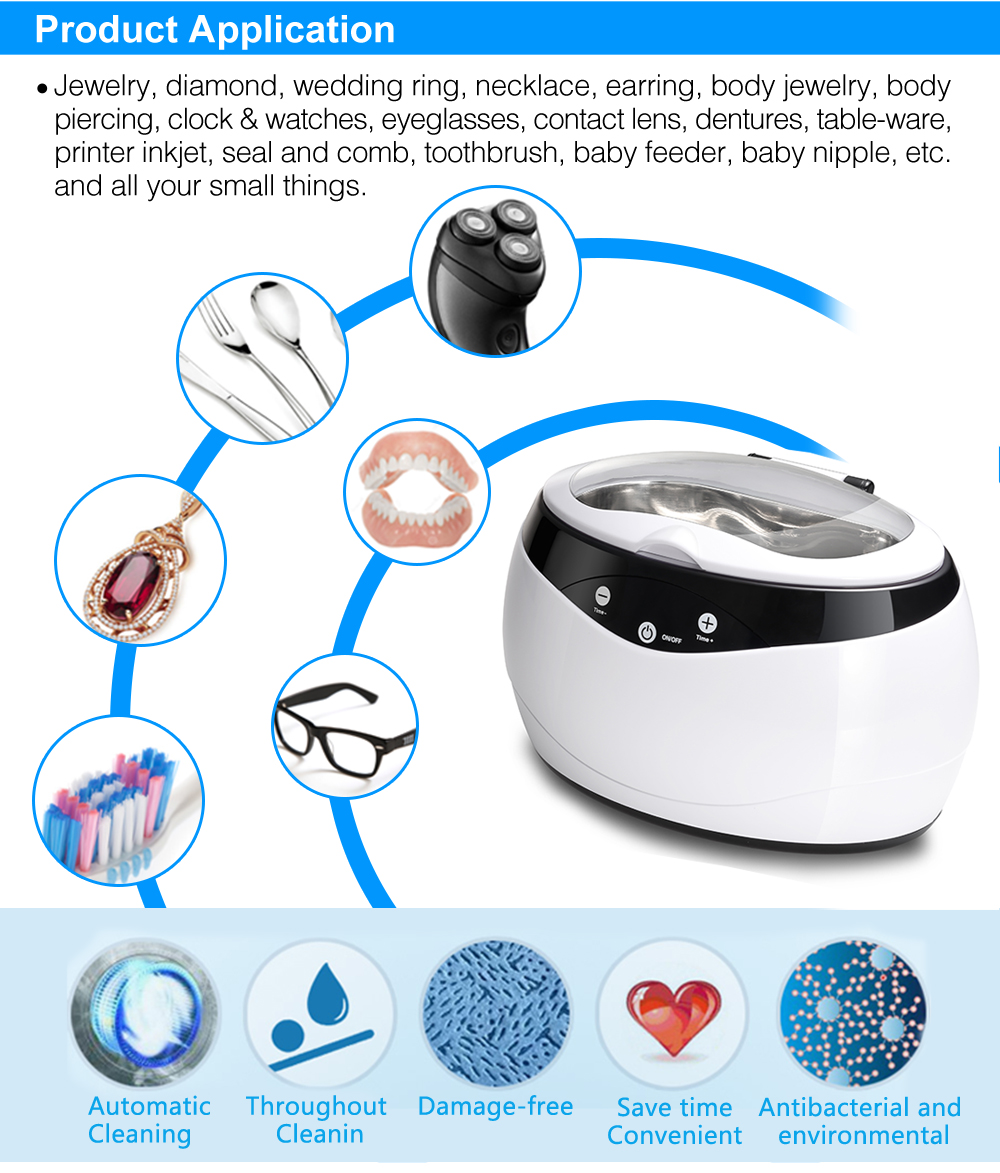 Home Electronic Portable Ultrasonic Cleaner High Frequency Jewelry Watch Glasses Digital Cleaning Machine