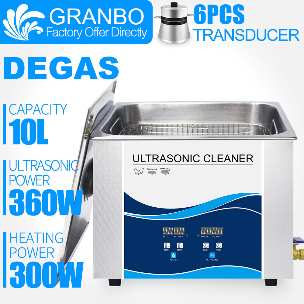 Granbo Digital Ultrasonic Cleaner 10L 360W With DEGAS Heating Washing Auto parts Hardware Metal Parts Ultrasonic Cleaner Machine
